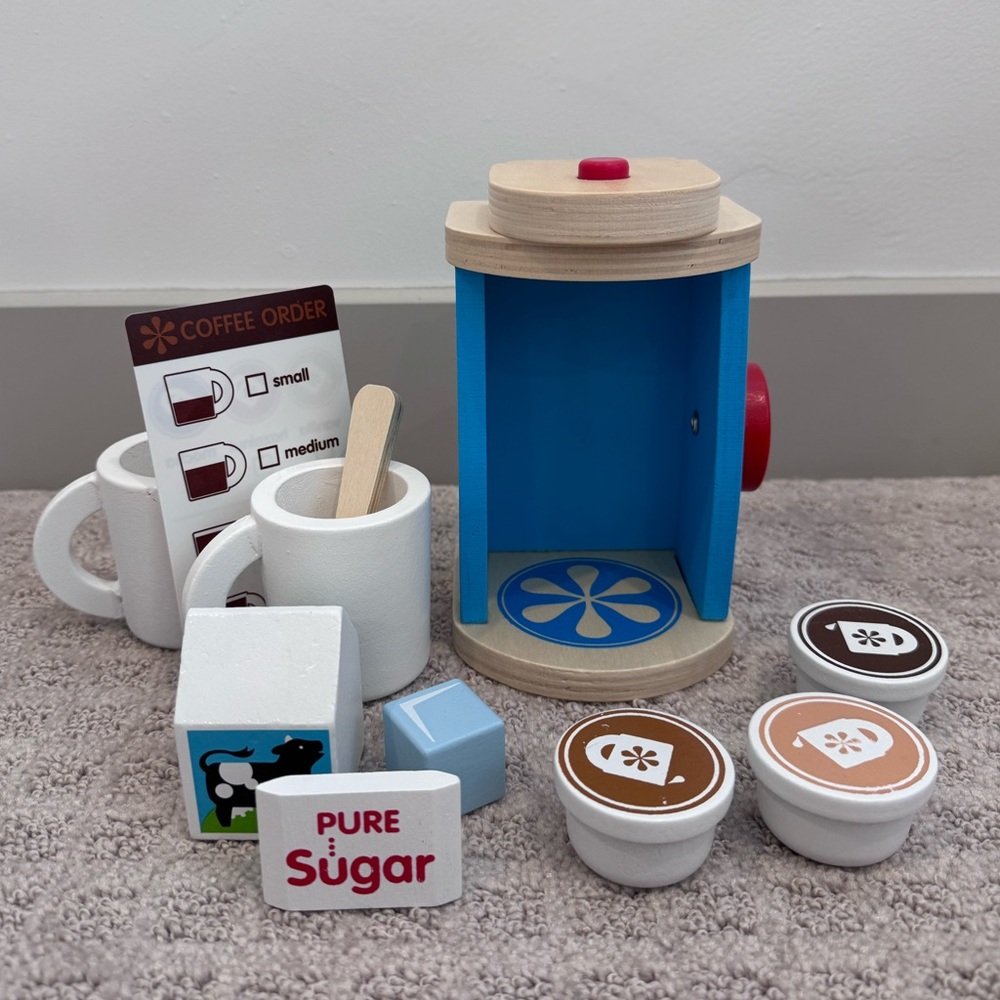 Melissa & Doug 11-Piece Brew and Serve Wooden Coffee Maker Set